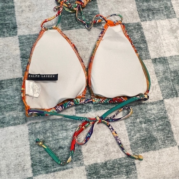 Ralph Lauren Bright Paisley Double String Bikini Triangle Top Medium - Picture 6 of 11